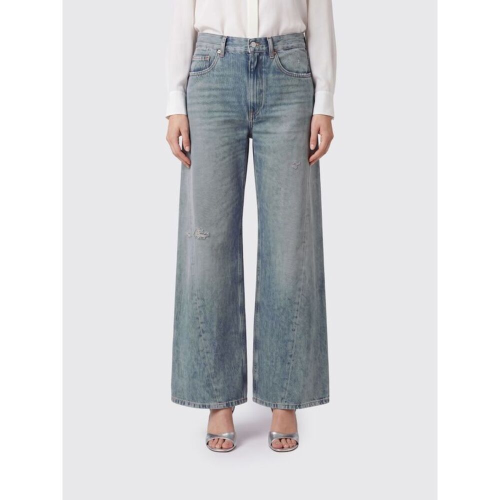 Mm6 Maison Margiela High-Waisted Wide-Leg Jeans In Blue Denim